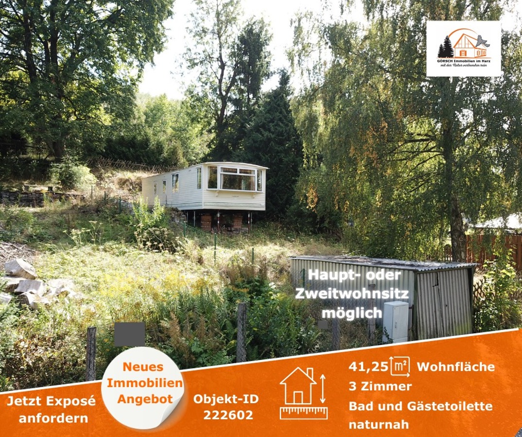 Das naturnahe Grundstück mit Garage und Mobilheim-Ferienhaus