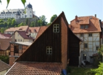 Blick vom Garten aus, mit Aussicht zum Schloss Stolberg. - Charmantes Fachwerkhaus mit Ladengeschäft im schönen Wandergebiet von Stolberg im Harz