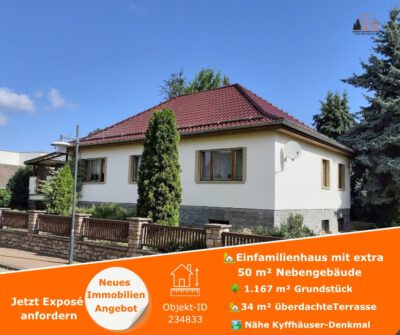 Einfamilienhaus mit 60 m² Nebengebäude, Pool, Garage und 1.167 m² Grundstück in Bad Frankenhausen, 06567 Bad Frankenhausen/Kyffhäuser, Einfamilienhaus